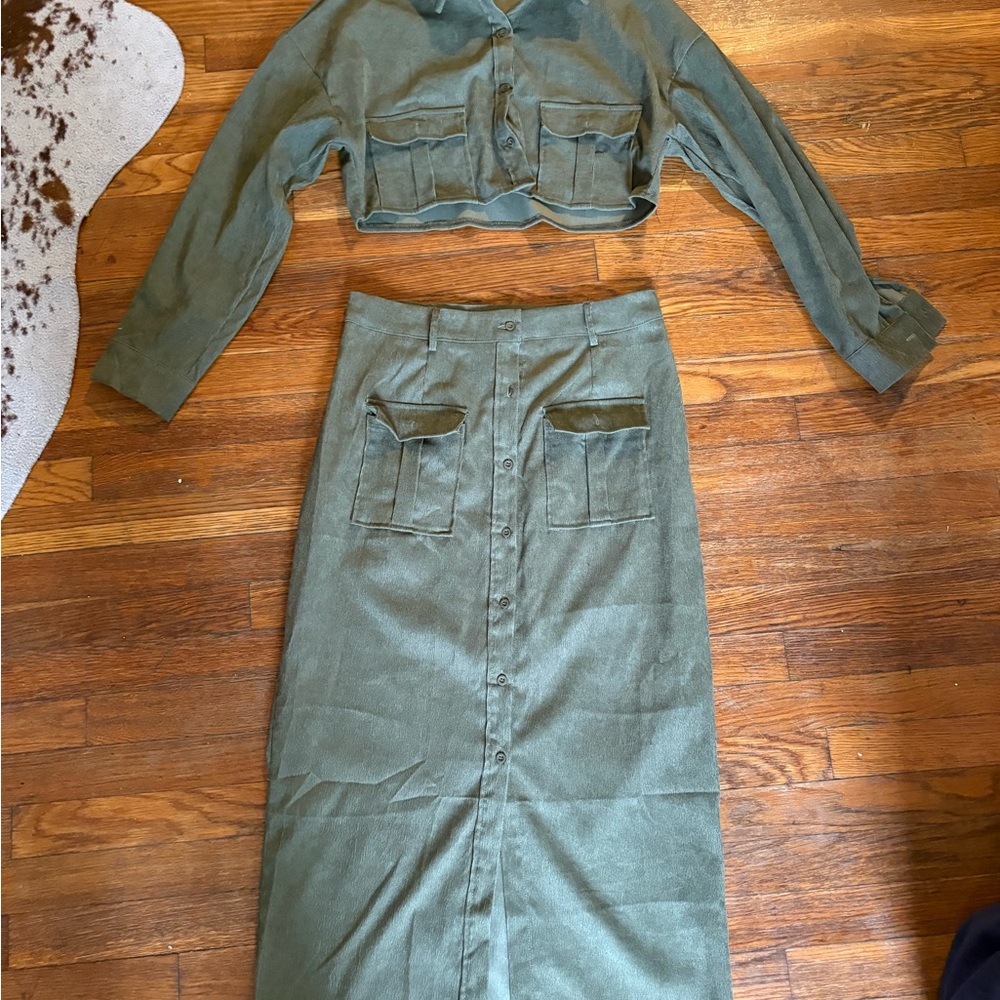 Olive Green High Low Dress